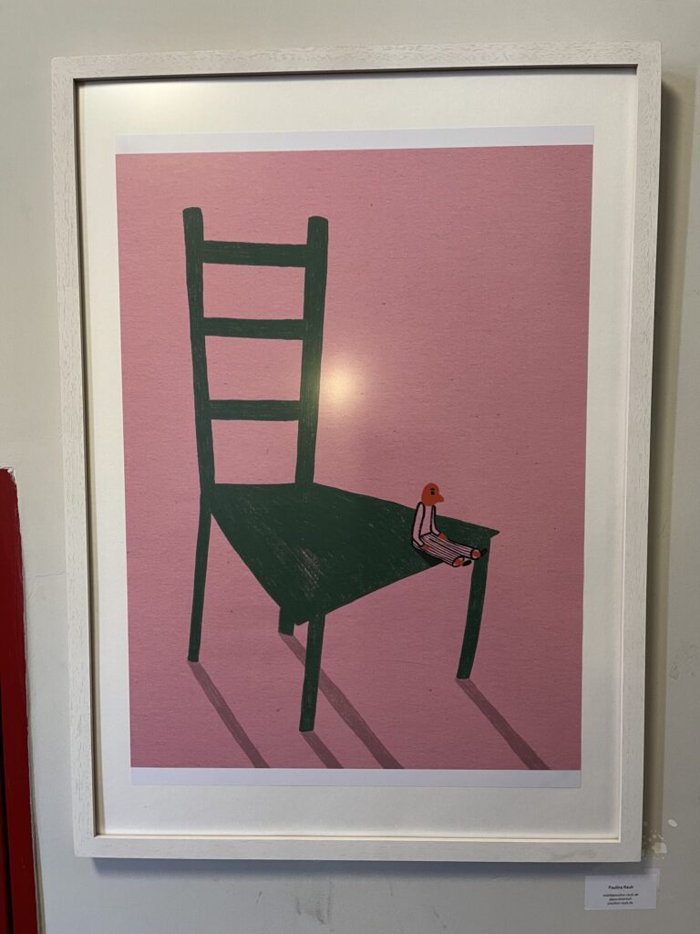 Bild Kunst Stühl Pink gemalt Mensch